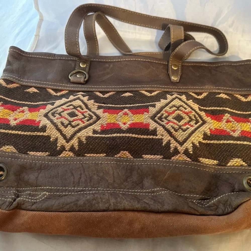 NWOT! Myra bag TRIBAL upcycled rug/canvas large tote bag.